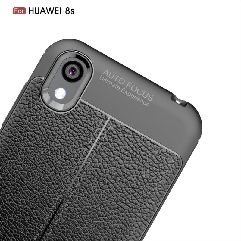 Hoesje Huawei Y5 2019 Rood Zwart Dubbellijns Lychee Leereffect