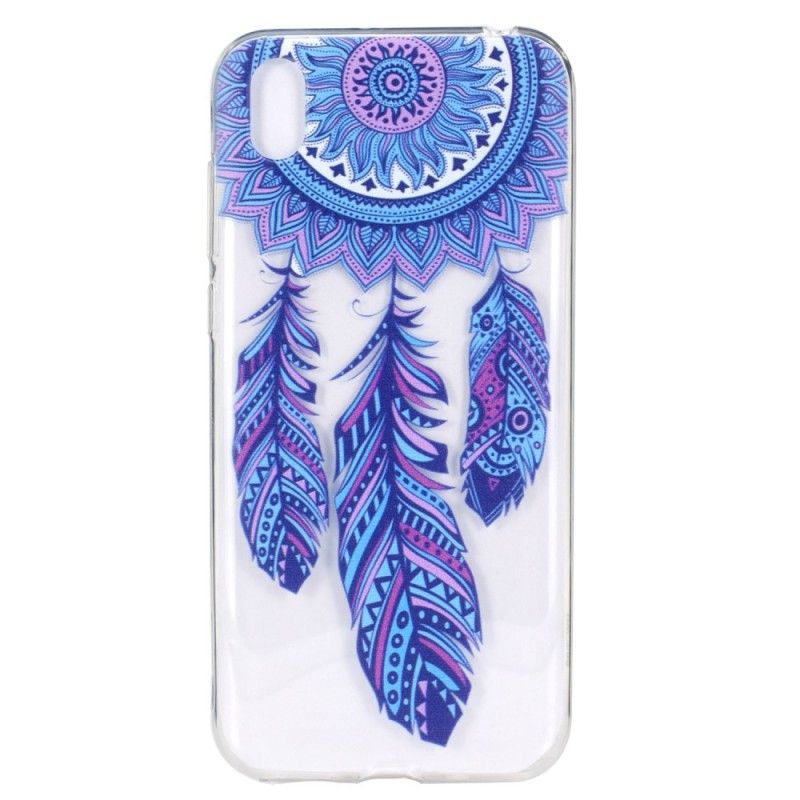 Hoesje Huawei Y5 2019 Transparante Vanger Droomt Blauwe Veren