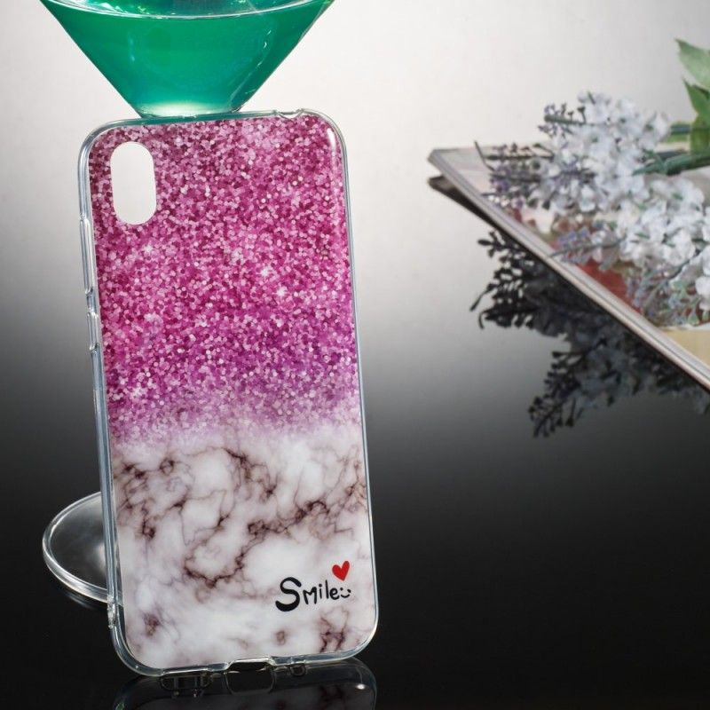 Hoesje voor Huawei Y5 2019 Marmeren Glitter En Glimlach