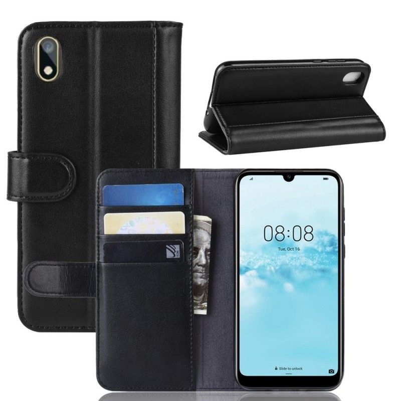 Leren Hoesje Huawei Y5 2019 Bruin Zwart Splitleer