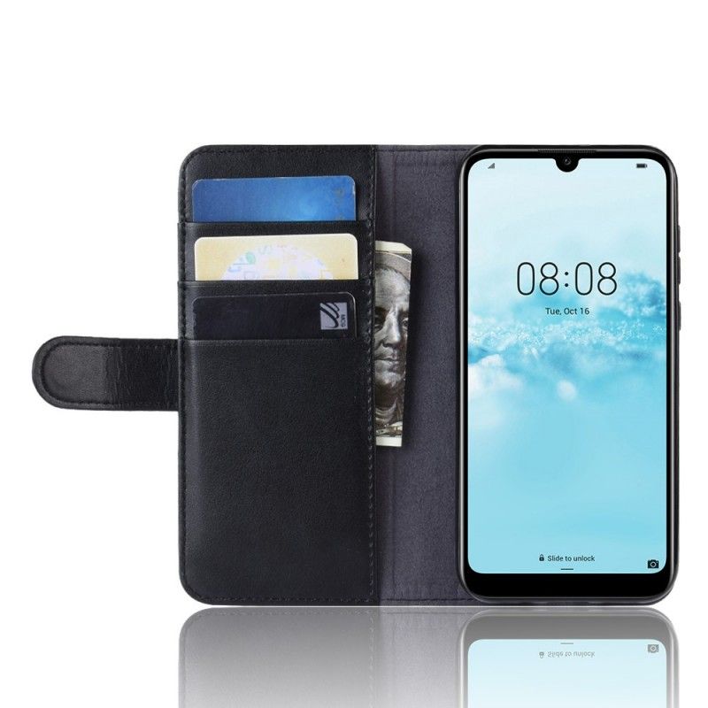 Leren Hoesje Huawei Y5 2019 Bruin Zwart Splitleer