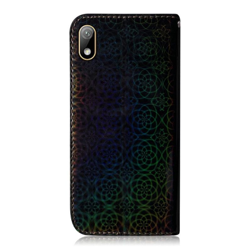 Leren Hoesje Huawei Y5 2019 Grijs Zwart Pure Kleur