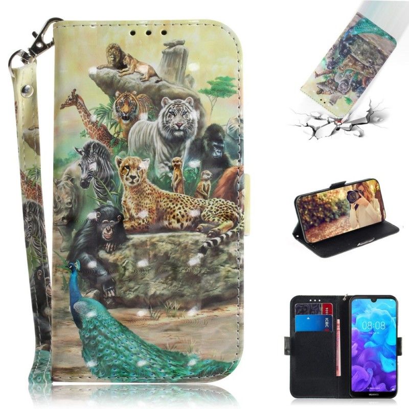 Leren Hoesje Huawei Y5 2019 String Safari Dieren