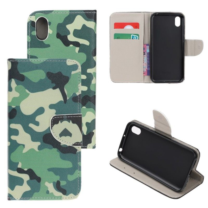 Leren Hoesje Huawei Y5 2019 Telefoonhoesje Militaire Camouflage