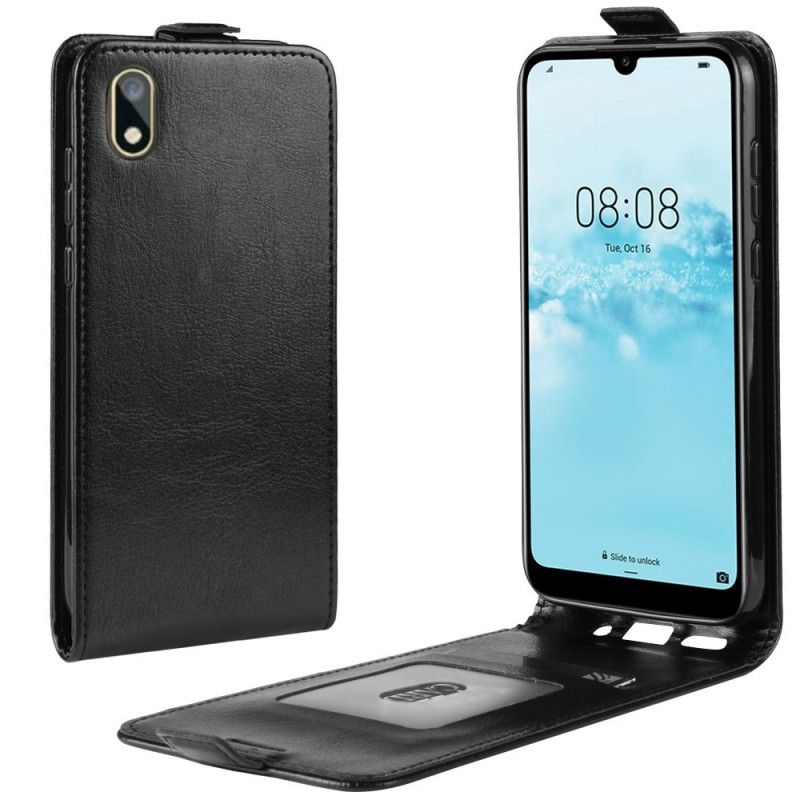 Leren Hoesje Huawei Y5 2019 Wit Zwart Opvouwbaar