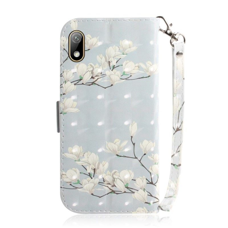 Leren Hoesje voor Huawei Y5 2019 Bloeiende Boom Met String