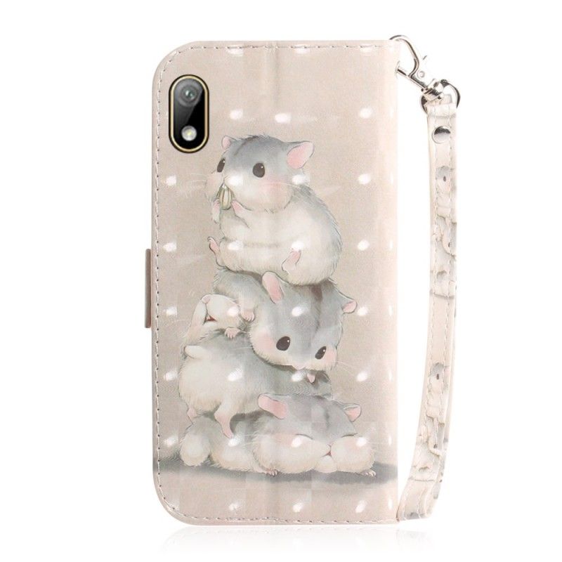 Leren Hoesje voor Huawei Y5 2019 Hamsters Met String