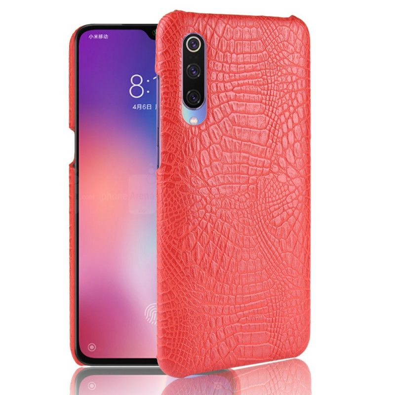 Case Hoesje Xiaomi Mi 9 Lite Rood Zwart Telefoonhoesje Krokodillenhuidstijl