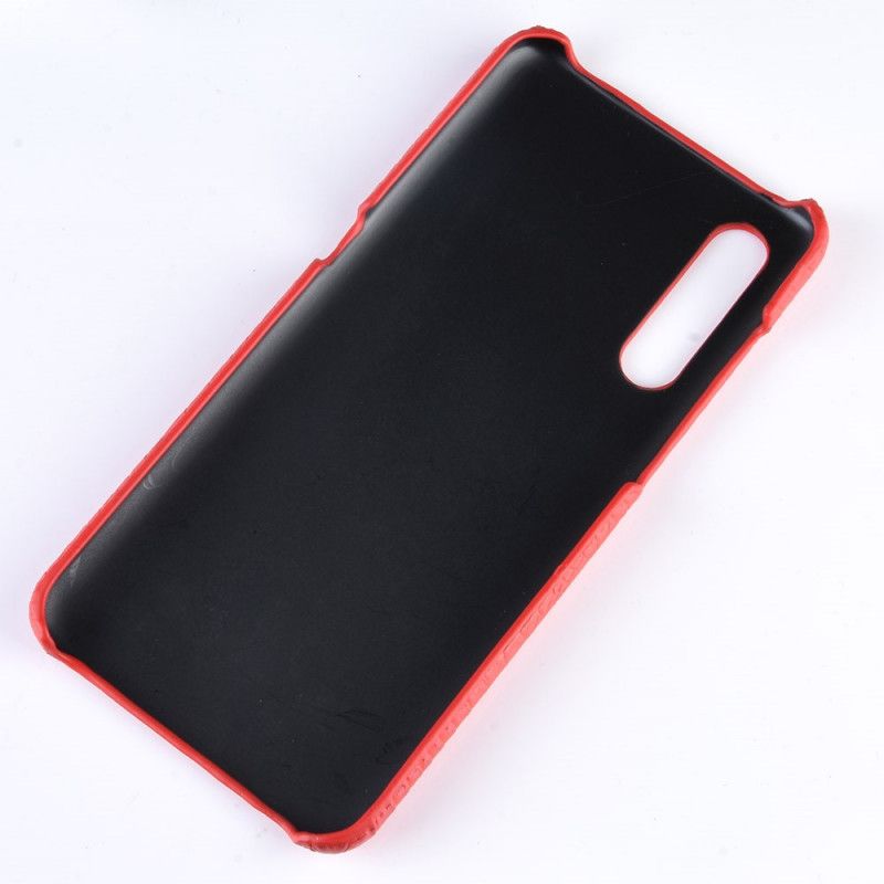 Case Hoesje Xiaomi Mi 9 Lite Rood Zwart Telefoonhoesje Krokodillenhuidstijl