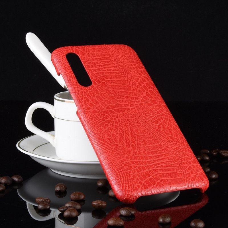 Case Hoesje Xiaomi Mi 9 Lite Rood Zwart Telefoonhoesje Krokodillenhuidstijl