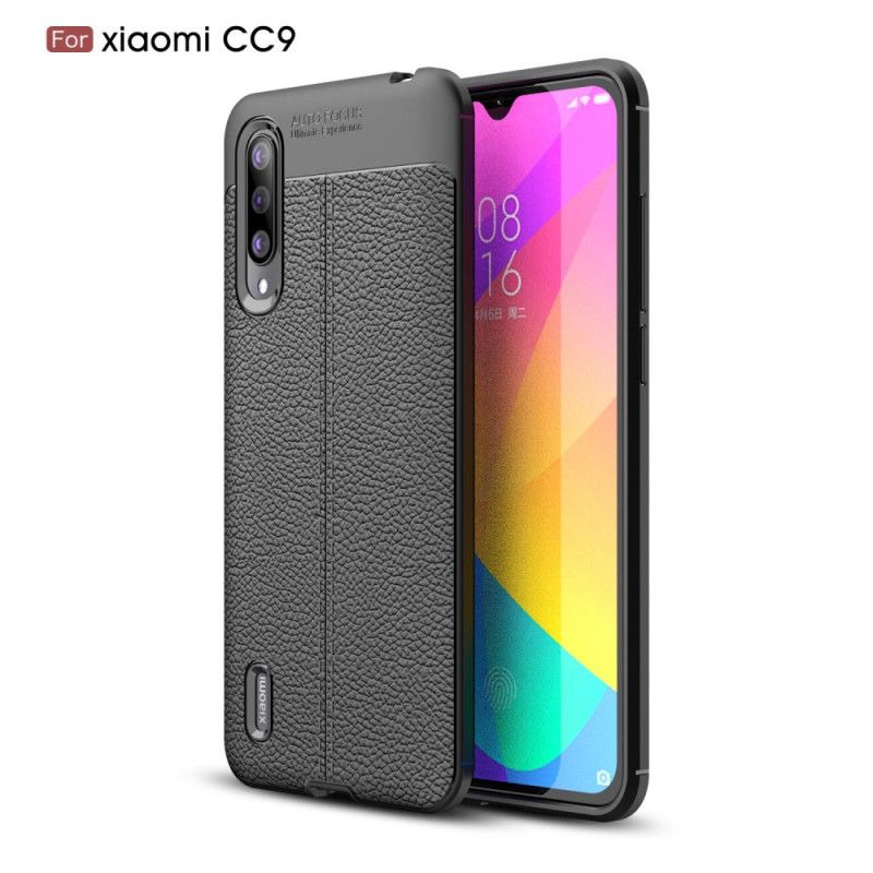 Case Hoesje Xiaomi Mi 9 Lite Rood Zwart Telefoonhoesje Lychee Leereffect