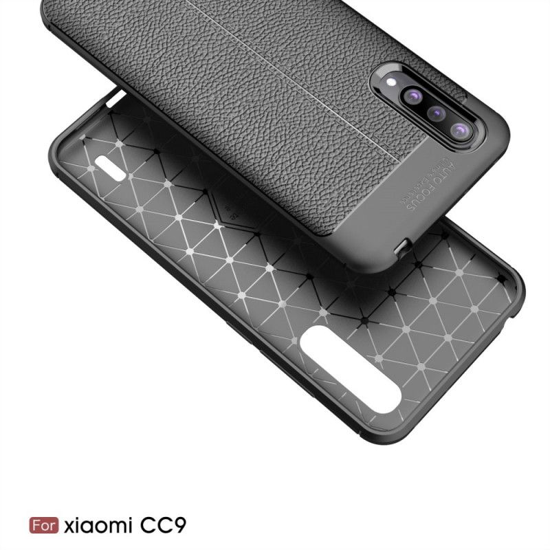 Case Hoesje Xiaomi Mi 9 Lite Rood Zwart Telefoonhoesje Lychee Leereffect