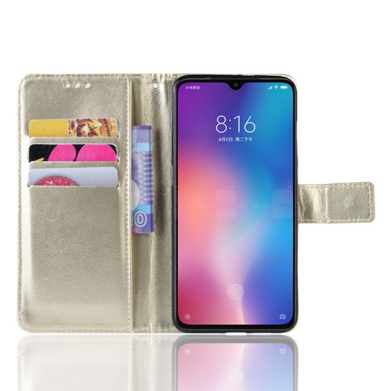 Cover Folio-hoesje Xiaomi Mi 9 Lite Goud Zwart Telefoonhoesje Flitsend Kunstleer