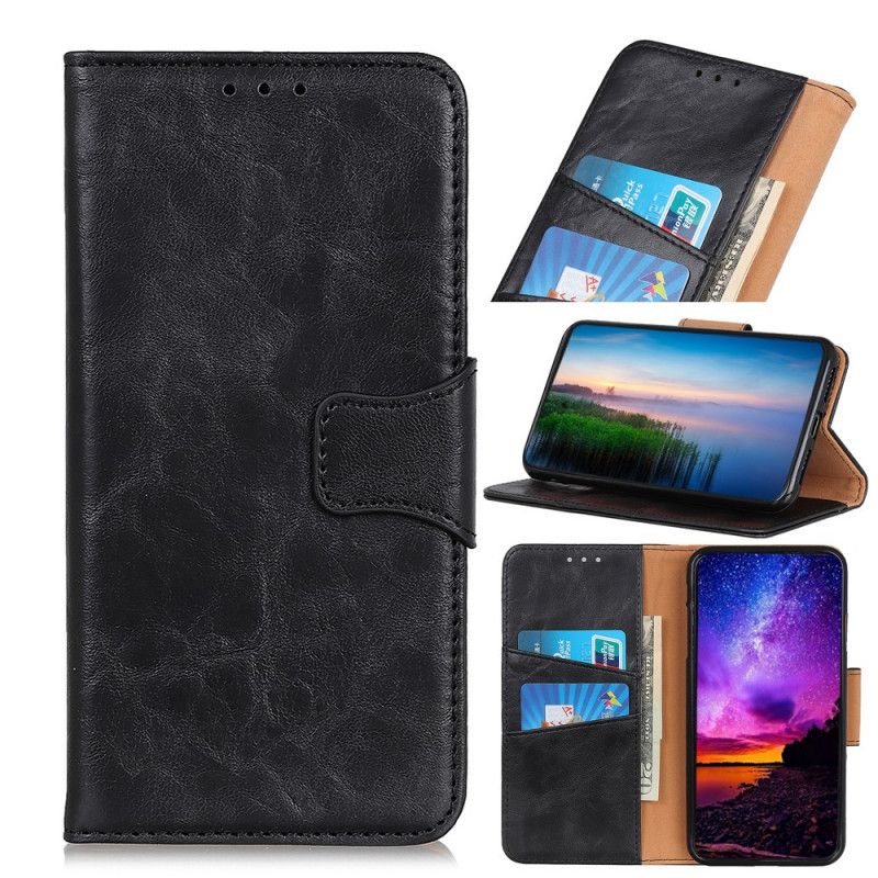 Flip Case Leren Xiaomi Mi 9 Lite Rood Zwart Omkeerbare Magneetsluiting