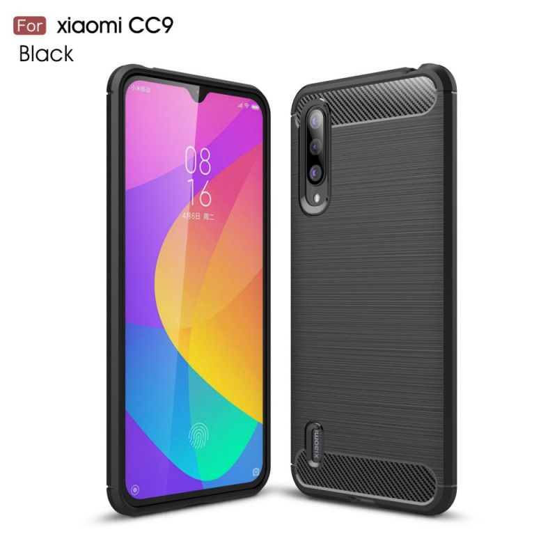 Hoesje Xiaomi Mi 9 Lite Rood Zwart Geborsteld Koolstofvezel