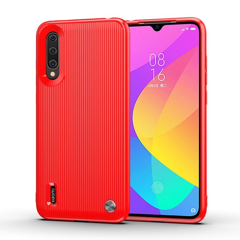 Hoesje Xiaomi Mi 9 Lite Rood Zwart Ontwerp Met Siliconen Structuur