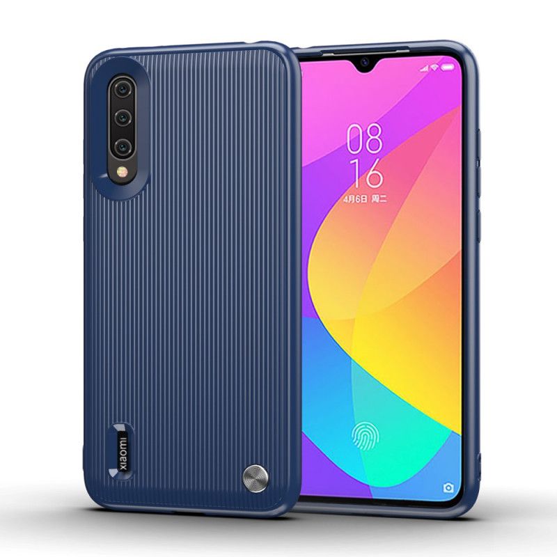 Hoesje Xiaomi Mi 9 Lite Rood Zwart Ontwerp Met Siliconen Structuur