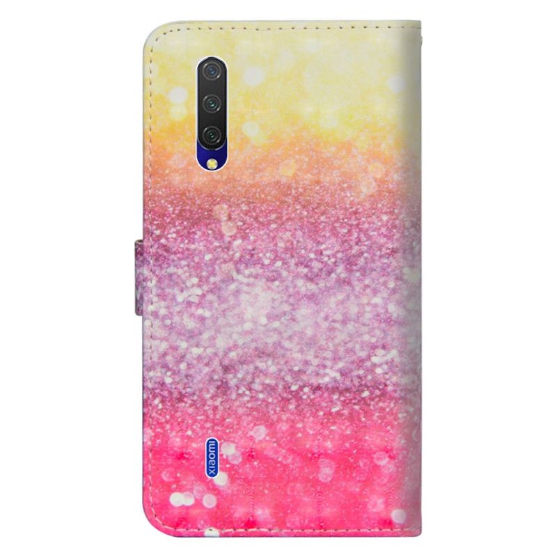 Leren Hoesje voor Xiaomi Mi 9 Lite Magenta Glitterverloop