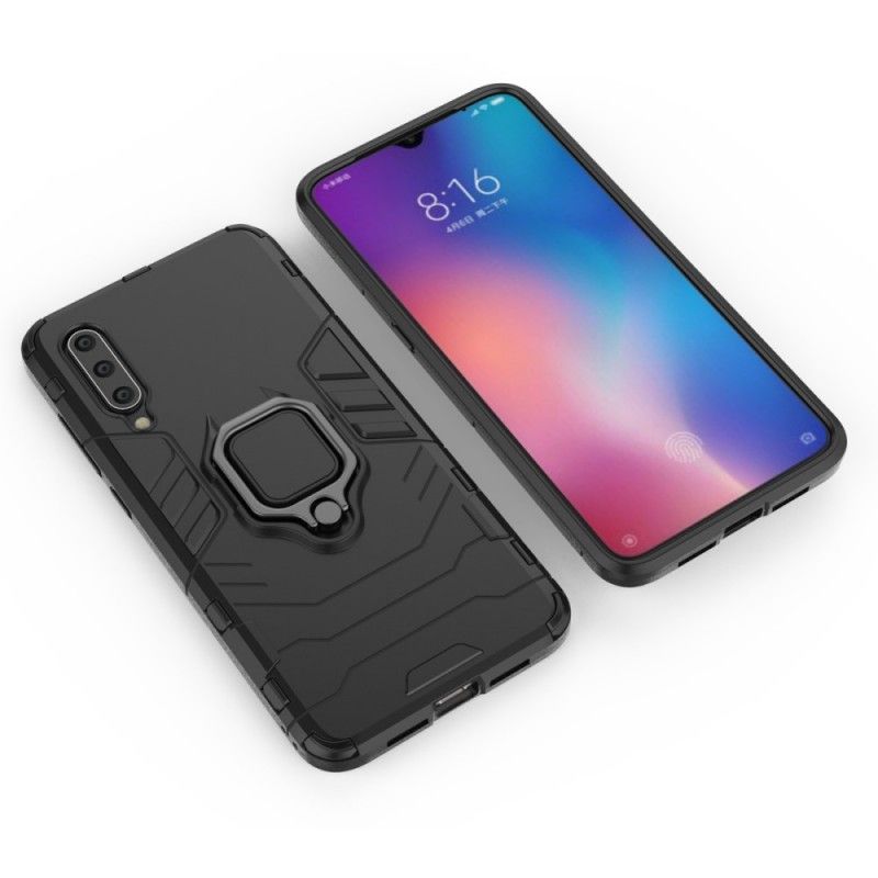 Hoesje voor Xiaomi Mi 9 Rood Zwart Resistente Ring