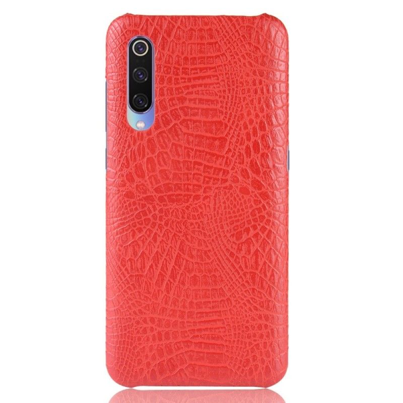 Hoesje Xiaomi Mi 9 Donkerblauw Rood Krokodillenhuideffect