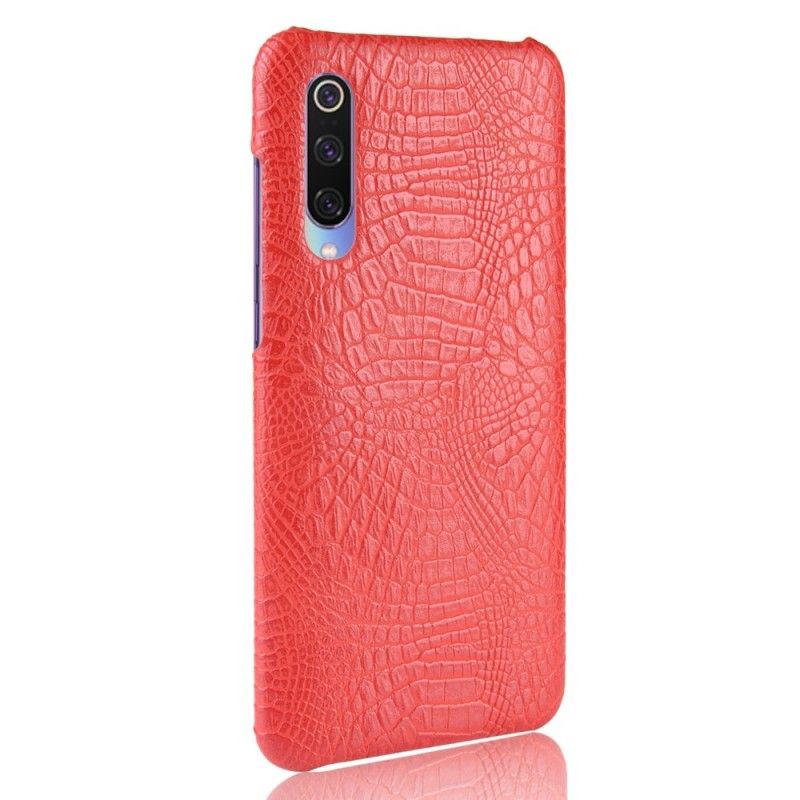 Hoesje Xiaomi Mi 9 Donkerblauw Rood Krokodillenhuideffect