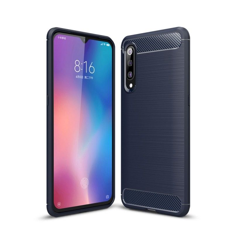 Hoesje Xiaomi Mi 9 Rood Zwart Geborsteld Koolstofvezel