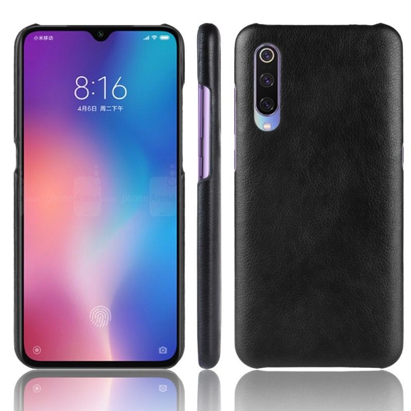 Hoesje Xiaomi Mi 9 Zwart Lychee Leereffect