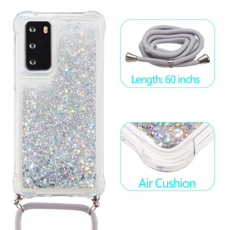 Huawei P40 Glitter-Hoesje Met Koord