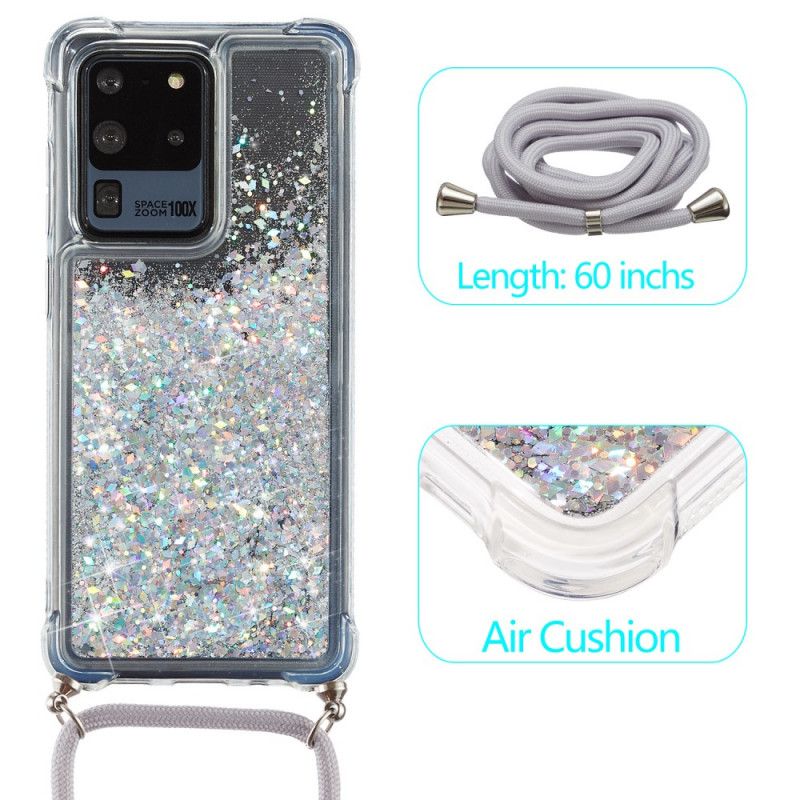 Samsung Galaxy S20 Ultra Glitter Hoesje Met Koord