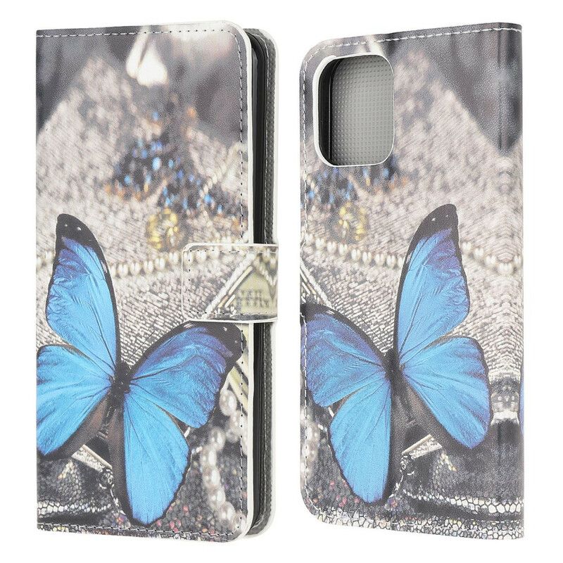 Flip Case Leren iPhone 13 Mini Blauwe Vlinder