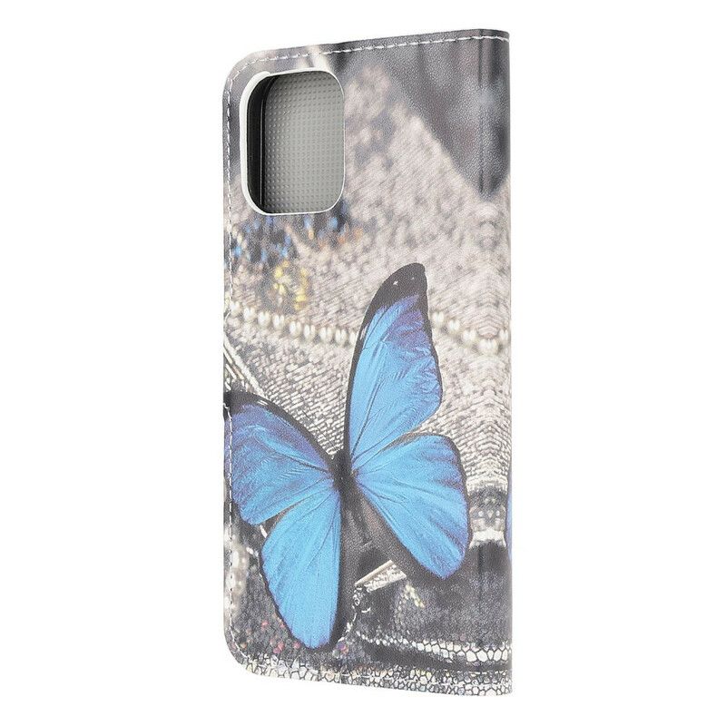 Flip Case Leren iPhone 13 Mini Blauwe Vlinder