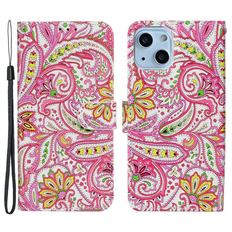 Flip Case Leren iPhone 13 Mini Kleurrijk Barok