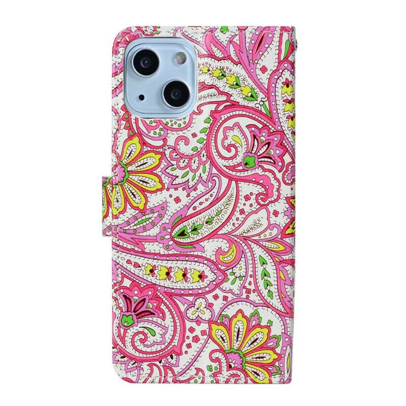 Flip Case Leren iPhone 13 Mini Kleurrijk Barok