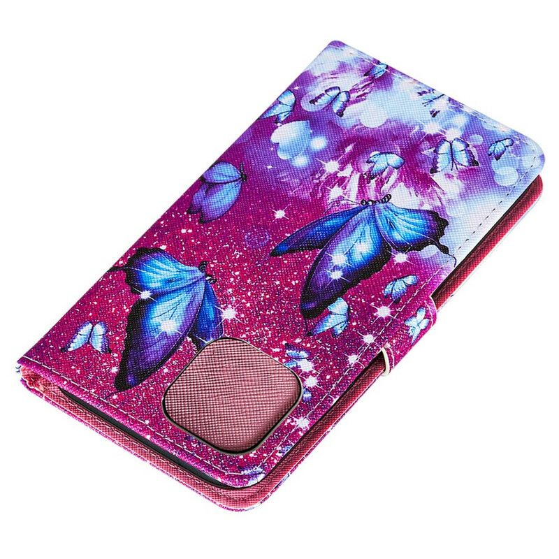 Flip Case Leren iPhone 13 Mini Kunstleer Getextureerde Vlinders