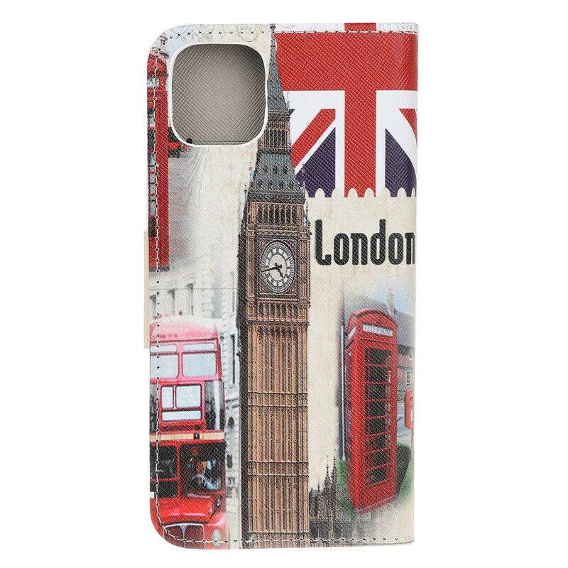 Flip Case Leren iPhone 13 Mini Londen Leven