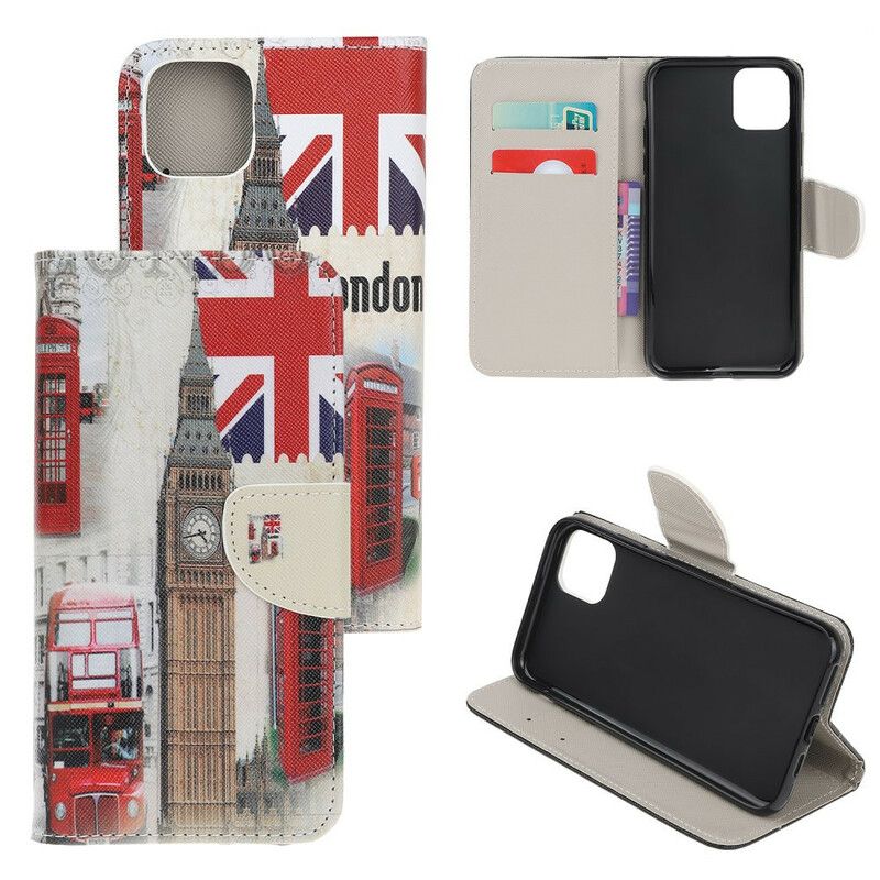 Flip Case Leren iPhone 13 Mini Londen Leven