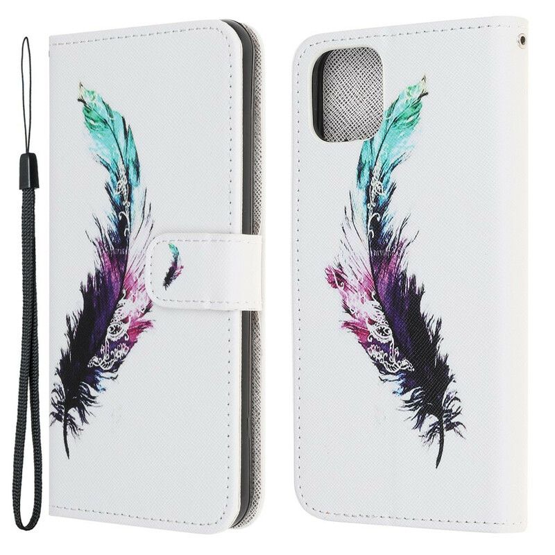 Flip Case Leren iPhone 13 Mini Riem Veer