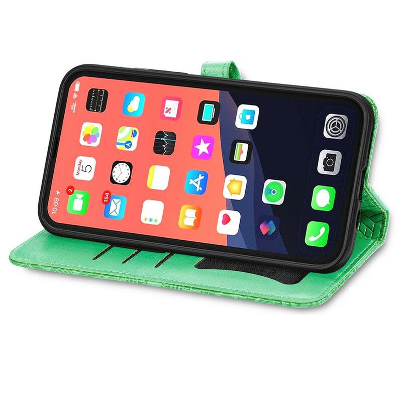 Flip Case Leren iPhone 13 Mini Stammenbladeren