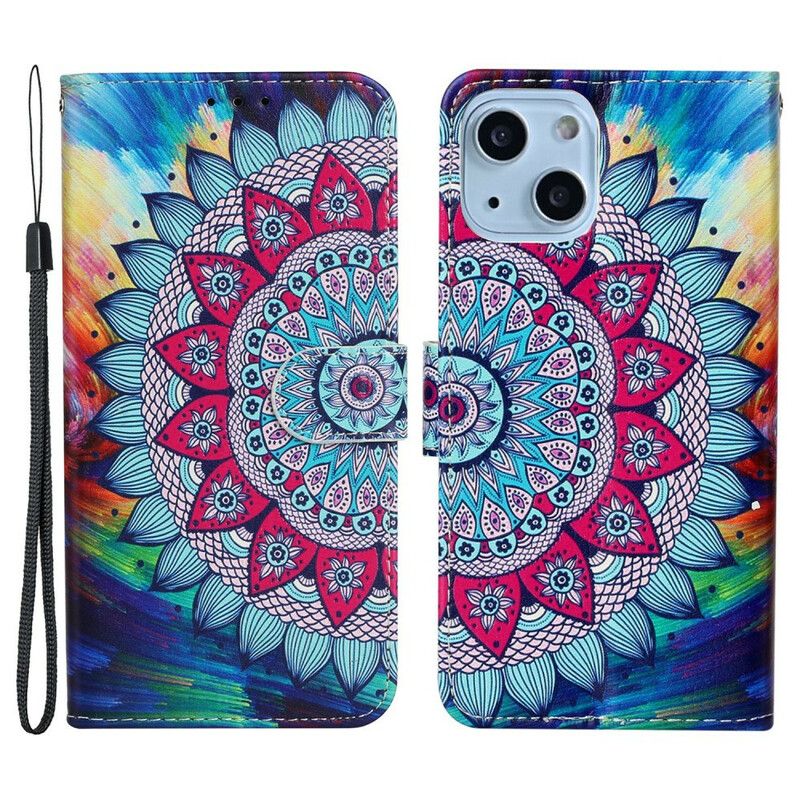 Flip Case Leren iPhone 13 Mini Ultra Kleurrijke Mandala