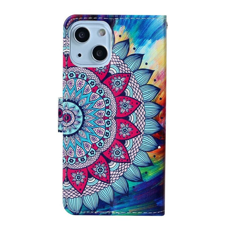 Flip Case Leren iPhone 13 Mini Ultra Kleurrijke Mandala