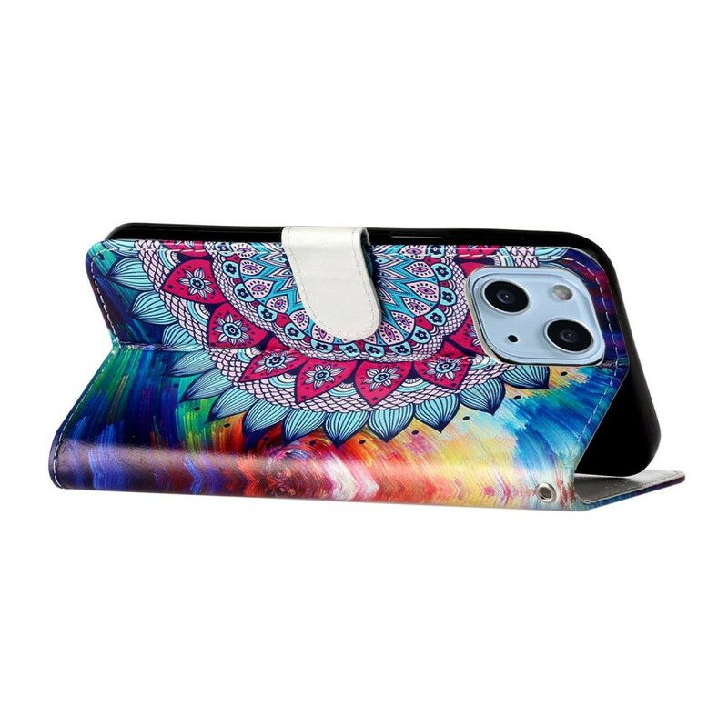 Flip Case Leren iPhone 13 Mini Ultra Kleurrijke Mandala