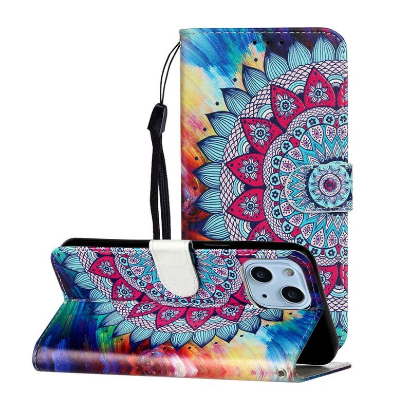 Flip Case Leren iPhone 13 Mini Ultra Kleurrijke Mandala