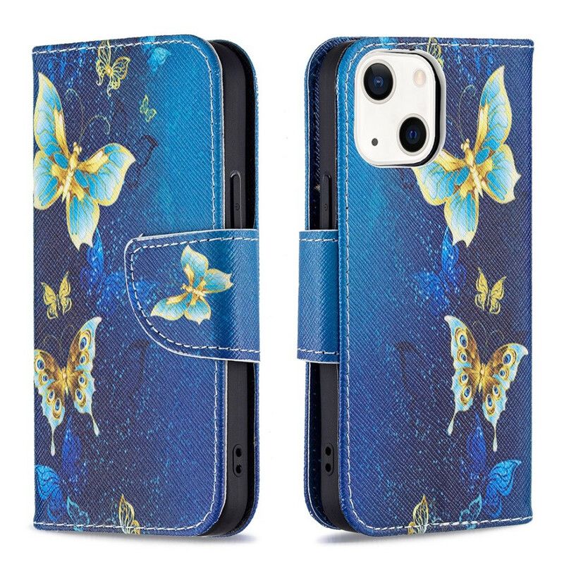 Flip Case Leren iPhone 13 Mini Vlinders Koningen