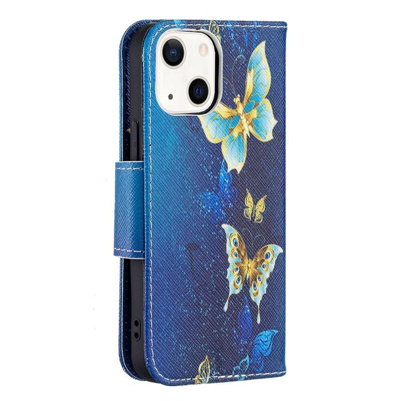 Flip Case Leren iPhone 13 Mini Vlinders Koningen