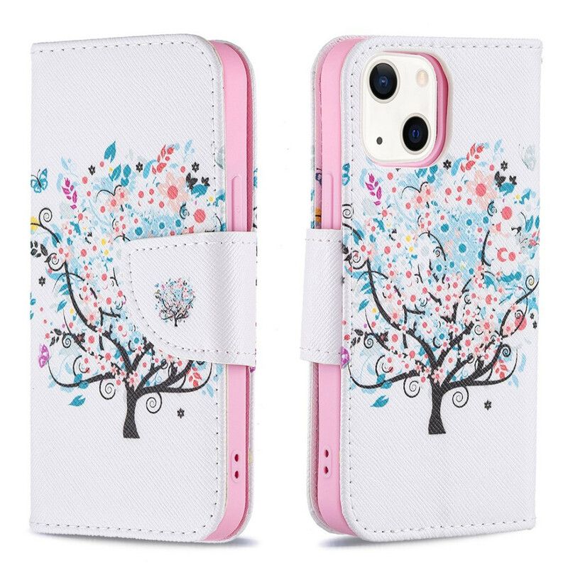 Folio-hoesje iPhone 13 Mini Telefoonhoesje Gebloemde Boom