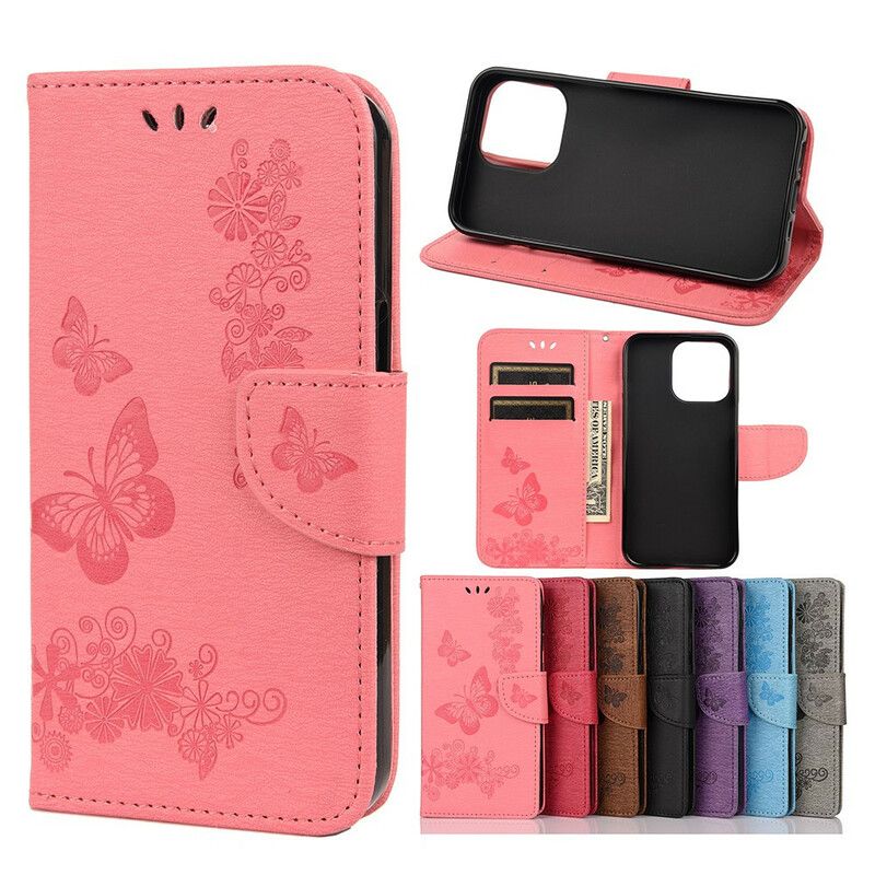 Folio-hoesje iPhone 13 Mini Telefoonhoesje Splendid Strap Vlinders