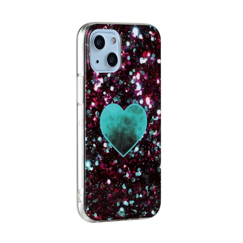 Hoesje iPhone 13 Mini Glittermarmer Bescherming Hoesje