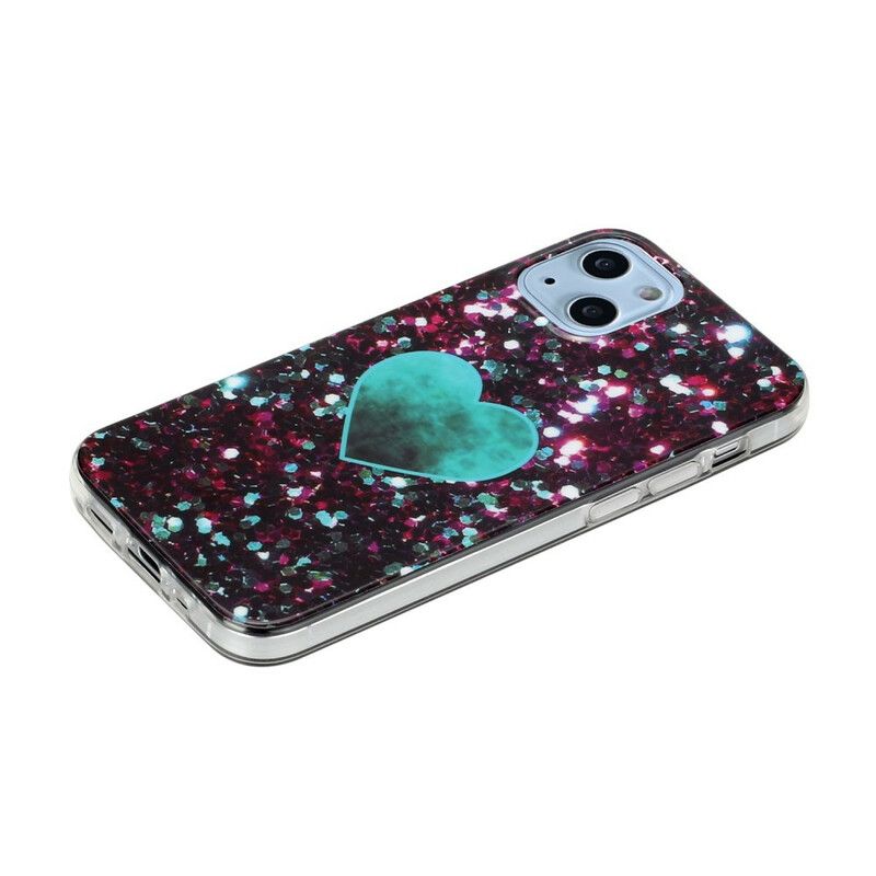 Hoesje iPhone 13 Mini Glittermarmer Bescherming Hoesje