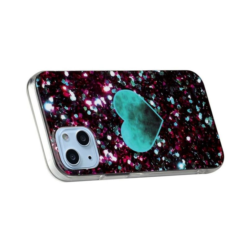 Hoesje iPhone 13 Mini Glittermarmer Bescherming Hoesje