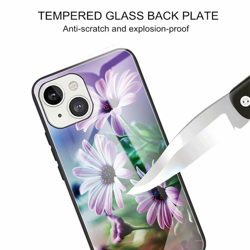 Hoesje iPhone 13 Mini Realistische Bloemen Van Gehard Glas